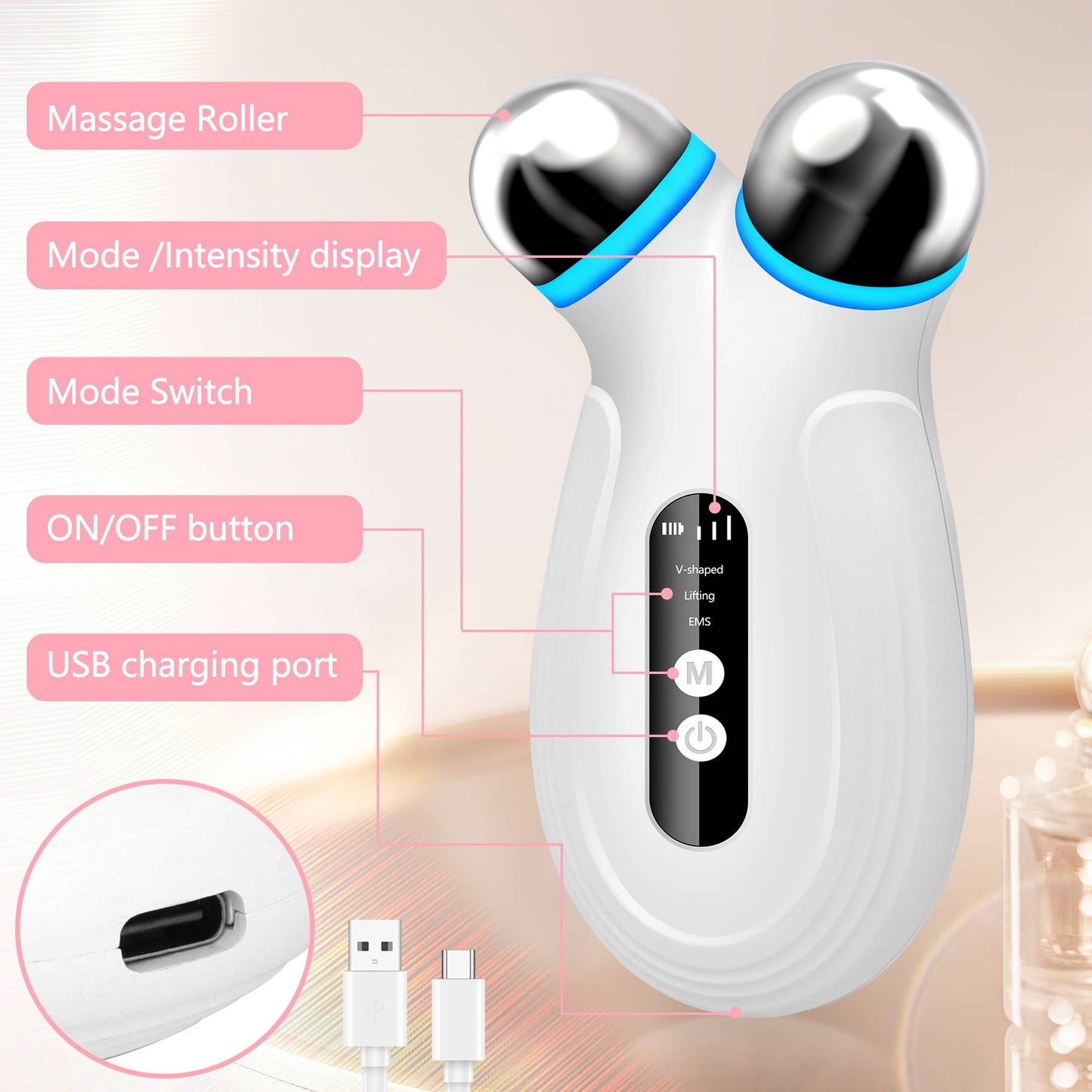 Anti Aging Wrinkles Microcurrent Facial Device
